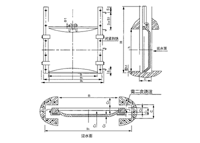 平面机闸一体铸铁闸门结构图